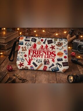Stranger Things “Friends Don’t Lie” Zipper Pouch | Retro TV Cosmetic Bag